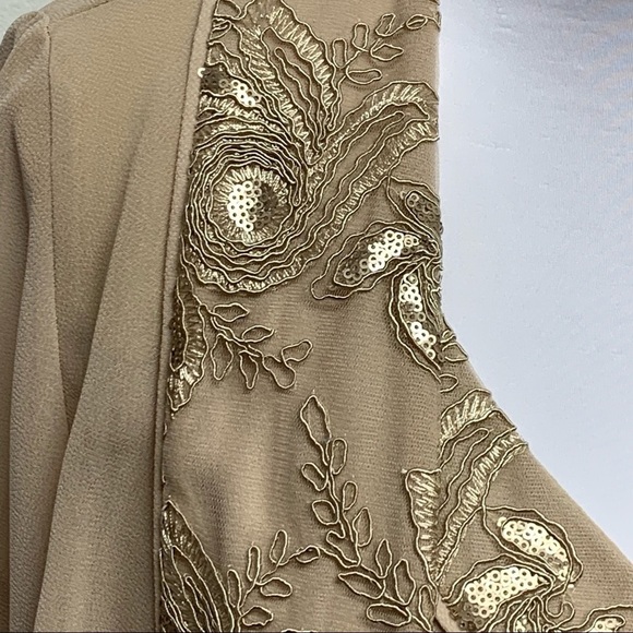 LE BOS | Size 10 | Champagne Embellished Sleeveless Dress & Sheer Jacket NWT - Picture 4 of 15